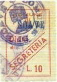 Marca da Bollo del Comune di SOAVE su Carta Bianca Sottile di dimensioni 20 x 30,5 mm