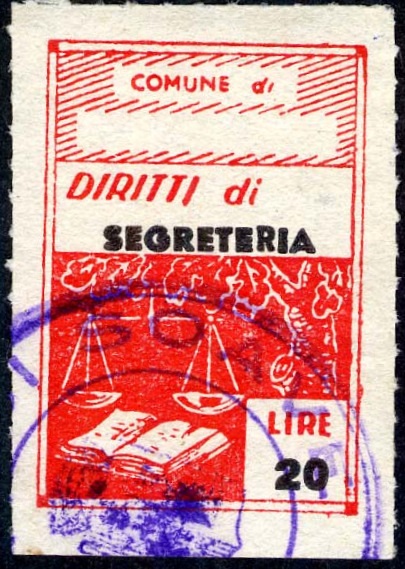 Marca da Bollo del Comune di SOAVE su Carta Bianca di dimensioni 21,5 x 31 mm