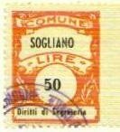 Marca da Bollo del Comune di SOGLIANO CAVOUR su Carta Bianca di dimensioni 22,5 x 29 mm