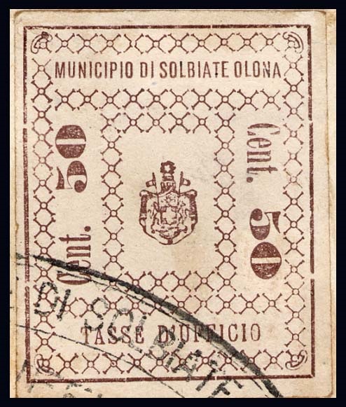 Marca da Bollo del Comune di SOLBIATE OLONA su Carta Bianca Sottile di dimensioni mm