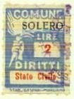 Marca da Bollo del Comune di SOLERO su Carta Bianca Sottile di dimensioni 18,5 x 26 mm