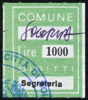 Marca da Bollo del Comune di SOLOPACA su Carta Bianca di dimensioni 21 X 27 mm