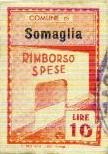 Marca da Bollo del Comune di SOMAGLIA su Carta Bianca di dimensioni 21 x 32,5 mm