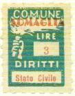 Marca da Bollo del Comune di SOMAGLIA su Carta Bianca di dimensioni 18 x 24,5 mm