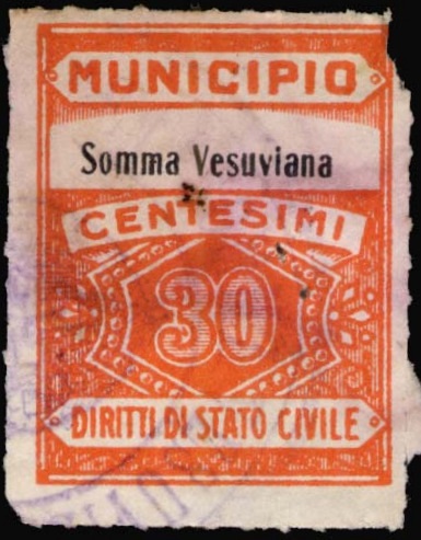 Marca da Bollo del Comune di SOMMA VESUVIANA su Carta Bianca di dimensioni 22 x 29 mm