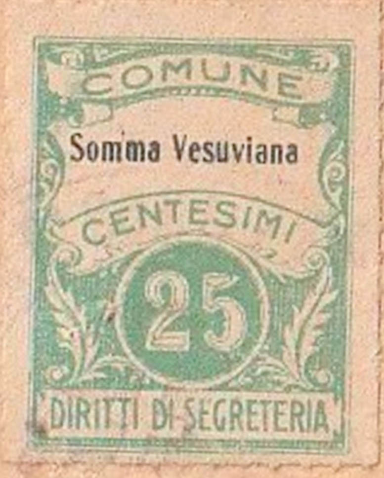 Marca da Bollo del Comune di SOMMA VESUVIANA su Carta Bianca Sottile di dimensioni 23 x 29 mm