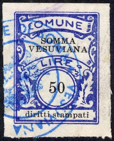 Marca da Bollo del Comune di SOMMA VESUVIANA su Carta Bianca di dimensioni 23 x 30,5 mm
