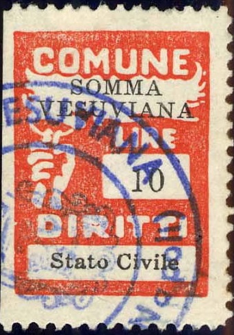 Marca da Bollo del Comune di SOMMA VESUVIANA su Carta Bianca di dimensioni 20 x 27 mm