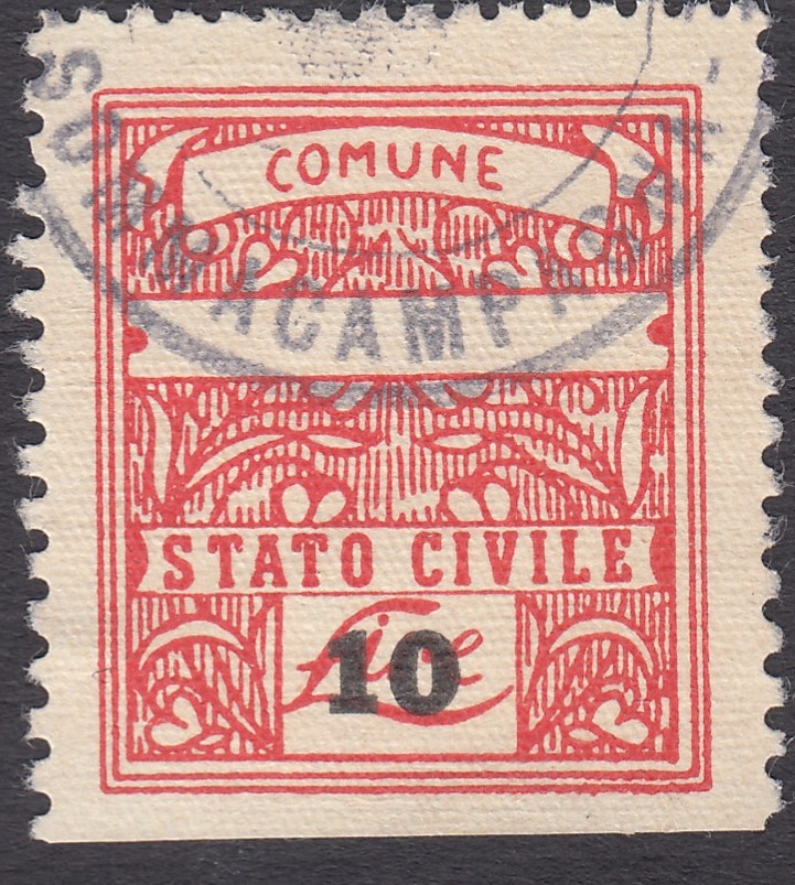 Marca da Bollo del Comune di SOMMACAMPAGNA su Carta Bianca di dimensioni 23 x 27 mm