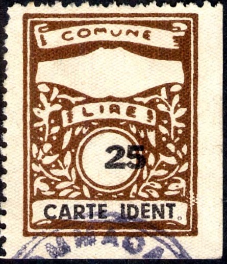 Marca da Bollo del Comune di SOMMACAMPAGNA su Carta Bianca di dimensioni 22,5 x 29 mm