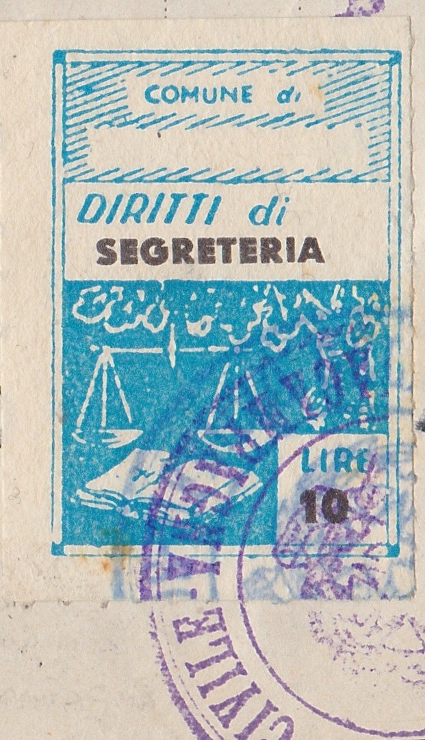 Marca da Bollo del Comune di SOMMACAMPAGNA su Carta Bianca di dimensioni 23 X 33 mm