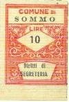 Marca da Bollo del Comune di SOMMO su Carta Bianca Sottile di dimensioni 21,5 x 28 mm