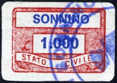 Marca da Bollo del Comune di SONDALO su Carta Bianca di dimensioni 19 x 14 mm