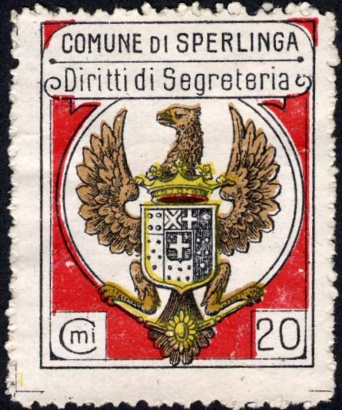Marca da Bollo del Comune di SPERLINGA su Carta Bianca di dimensioni mm