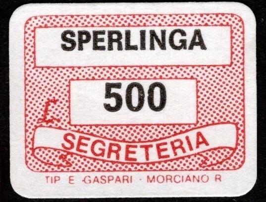 Marca da Bollo del Comune di SPERLINGA su Carta Bianca di dimensioni 20 x 14 mm