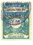 Marca da Bollo del Comune di SPEZZANO DELLA SILA su Carta Bianca Sottile di dimensioni 25,5 x 34 mm