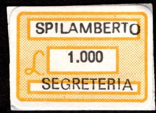 Marca da Bollo del Comune di SPILIMBERGO su Carta Bianca di dimensioni 20 x 14 mm