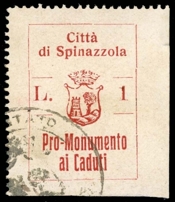 Marca da Bollo del Comune di SPINAZZOLA su Carta Bianca di dimensioni mm