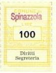 Marca da Bollo del Comune di SPINAZZOLA su Carta Bianca di dimensioni 22 x 28,5 mm