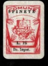 Marca da Bollo del Comune di SPINETE su Carta Bianca di dimensioni 20 x 35 mm
