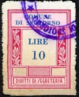 Marca da Bollo del Comune di SPOTORNO su Carta Bianca di dimensioni 23 X 30 mm