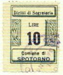 Marca da Bollo del Comune di SPOTORNO su Carta Bianca Sottile di dimensioni 21 x 26,5 mm