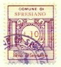 Marca da Bollo del Comune di SPRESIANO su Carta Bianca Sottile di dimensioni 21 x 25 mm