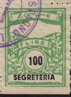Marca da Bollo del Comune di STAGNO LOMBARDO su Carta Bianca di dimensioni 22,5 x 29 mm