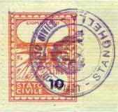 Marca da Bollo del Comune di STANGHELLA su Carta Bianca di dimensioni 22 x 29 mm