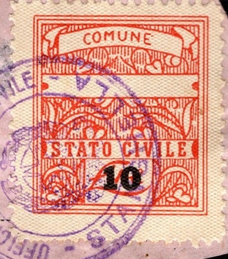 Marca da Bollo del Comune di STANGHELLA su Carta Bianca di dimensioni 22,5 x 26,5 mm