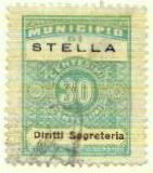 Marca da Bollo del Comune di STELLA su Carta Bianca Sottile di dimensioni 22,5 x 29 mm