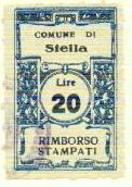 Marca da Bollo del Comune di STELLA su Carta Bianca Sottile di dimensioni 22,5 x 35 mm