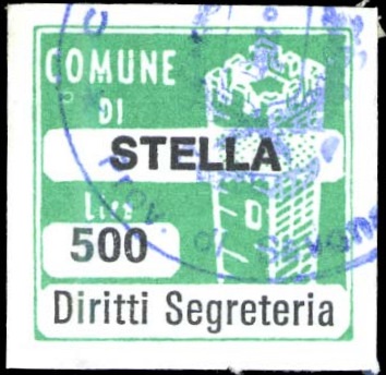 Marca da Bollo del Comune di STELLA su Carta Bianca di dimensioni 20 x 20 mm