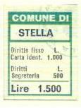 Marca da Bollo del Comune di STELLA su Carta Bianca di dimensioni 20 x 26,5 mm
