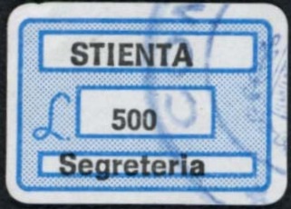 Marca da Bollo del Comune di STIENTA su Carta Bianca di dimensioni 19 x 14 mm