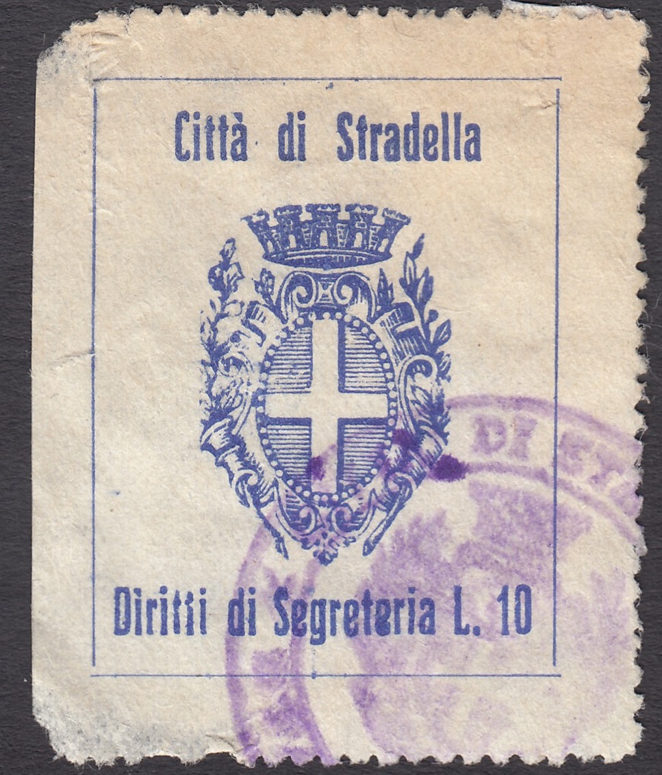 Marca da Bollo del Comune di STRADELLA su Carta Paglierina di dimensioni 29 x 36,5 mm