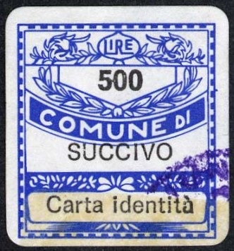 Marca da Bollo del Comune di SUCCIVO su Carta Bianca di dimensioni 19 x 21 mm