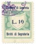 Marca da Bollo del Comune di SUVERETO su Carta Bianca Sottile di dimensioni 22 x 29,5 mm