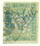 Marca da Bollo del Comune di SUZZARA su Carta Bianca di dimensioni 28 x 34,5 mm
