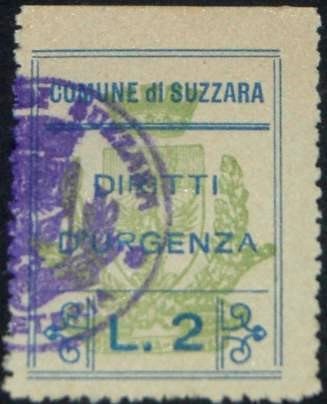 Marca da Bollo del Comune di SUZZARA su Carta Bianca di dimensioni 22,5 x 30 mm