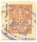 Marca da Bollo del Comune di TAGLIACOZZO su Carta Bianca di dimensioni 21 X 27 mm