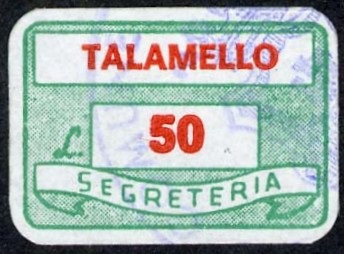 Marca da Bollo del Comune di TALAMELLO su Carta Bianca di dimensioni 20 x 14 mm