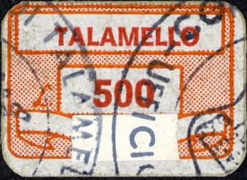 Marca da Bollo del Comune di TALAMELLO su Carta Bianca di dimensioni 20 x 14 mm