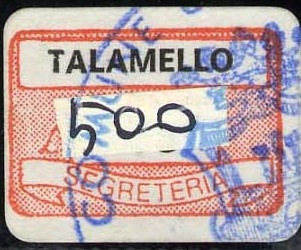 Marca da Bollo del Comune di TALAMELLO su Carta Bianca di dimensioni 20 x 14 mm