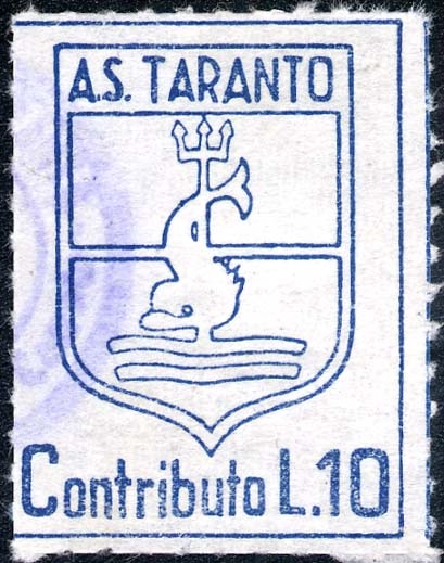 Marca da Bollo del Comune di TARANTO su Carta Bianca di dimensioni 25 x 33,5 mm