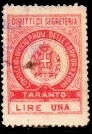 Marca da Bollo del Comune di TARANTO su Carta Bianca di dimensioni 22 x 34 mm