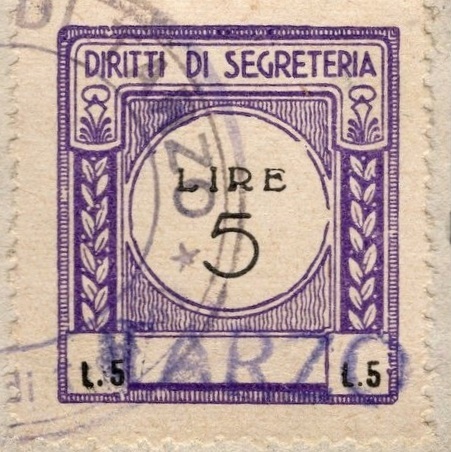 Marca da Bollo del Comune di TARZO su Carta Bianca Sottile di dimensioni 23,5 x 26 mm