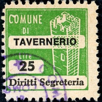 Marca da Bollo del Comune di TAVERNERIO su Carta Bianca di dimensioni 20 x 20 mm