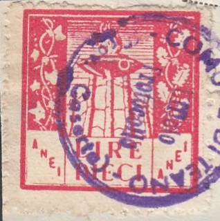 Marca da Bollo del Comune di TEANO su Carta Bianca di dimensioni 23 x 22,5 mm