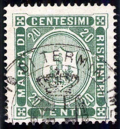Marca da Bollo del Comune di TERMINI IMERESE su Carta Bianca Sottile di dimensioni 23 x 25,5 mm